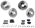 2012 Dodge Charger - 4-Wheel Set Front and Rear Brake Disc and Pad Kit, Cross-drilled and Slotted, 5 Lugs, Front and Rear-320.04 mm, Ceramic, RWD,  320mm Front Disc, Single Piston Front Caliper, Except Blacktop and Rallye Package, 3.6L 6Cyl