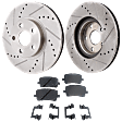 2-Wheel Set Front Brake Disc and Pad Kit, Cross-drilled and Slotted 5 Lugs 274.8 mm, Includes (1) Brake Pad Set and (2) Brake Disc