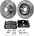 2-Wheel Set Front Brake Disc and Pad Kit, Cross-drilled and Slotted 5 Lugs 296 mm, Includes (1) Brake Pad Set and (2) Brake Disc