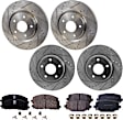 4-Wheel Set Front and Rear Brake Disc and Pad Kit, Cross-drilled and Slotted 5 Lugs Front-329.95 mm/Rear-327.91 mm Ceramic Pro-Line Series, Includes (4) Disc and (2) Pad Set