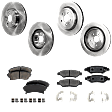 4-Wheel Set Front and Rear Brake Disc and Pad Kit, Plain Surface 5 Lugs Front-344.93 mm/Rear-339.09 mm Front-Organic/Rear-Ceramic Pro-Line Series, Includes (4) Brake Disc and (2) Brake Pad Set