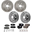 4-Wheel Set Front and Rear Brake Disc and Pad Kit, Cross-drilled and Slotted, 5 Lugs, Ceramic, Naturally Aspirated, 2.4L(With 3rd Row Seat)/3.5L Engine, Includes (4) Brake Disc and (2) Brake Pad Set