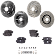4-Wheel Set Front and Rear Brake Disc and Pad Kit, Cross-drilled and Slotted 5 Lugs Front-299.97 mm/Rear-259.59 mm Ceramic Pro-Line Series, Includes (2) Brake Pad Set and (4) Brake Disc