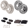 4-Wheel Set Front and Rear Brake Disc and Pad Kit, Cross-drilled and Slotted, 5 Lugs Pad Material, Pro-Line Series, Includes (4) Disc and (2) Pad Set