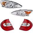 4-Piece Kit Halogen Headlight, With bulb(s), Sedan, OE Replacement, Includes (2) Headlight and (2) Tail Light
