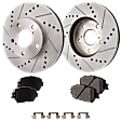 2-Wheel Set Front Brake Disc and Pad Kit, Cross-drilled and Slotted 5 Lugs 275 mm, Includes (1) Brake Pad Set and (2) Brake Disc