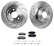 2021 Dodge Challenger - 2-Wheel Set Front Brake Disc and Pad Kit, Cross-drilled and Slotted, 5 Lugs, 320.04 mm, Ceramic, RWD, 320mm Front Disc, Single Piston Front Caliper, Solid Rear Disc, Touring Brakes, Except High Performance Brakes, 3.6L 6Cyl