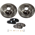 2-Wheel Set Front Brake Disc and Pad Kit, Plain Surface 5 Lugs 255.02 mm Ceramic Pro-Line Series, Includes (2) Brake Disc and (1) Brake Pad Set
