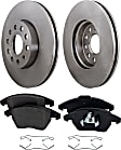 2011 Volkswagen Jetta - 2-Wheel Set Front Brake Disc and Pad Kit, Natural Finish, Plain Surface, 5 Lugs, 288.04 mm, Organic, Wagon, 2.5L 5Cyl, Includes (1) Brake Pad Set and (2) Brake Disc