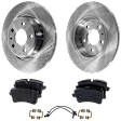 2-Wheel Set Rear Brake Disc and Pad Kit, Plain Surface 5 Lugs 299.97 mm Organic Pro-Line Series, Includes (2) Brake Disc and (1) Brake Pad Set