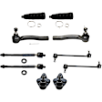 10-Piece Kit Front, Driver and Passenger Side, Lower Ball Joint, Includes (2) Ball Joint, (2) Steering Rack Boot, (2) Sway Bar Link, and (4) Tie Rod End