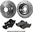2-Wheel Set Front Brake Disc and Pad Kit, Cross-drilled and Slotted 5 Lugs 287 mm Semi-metallic, Includes (1) Brake Pad Set and (2) Brake Disc