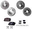 2018 Dodge Challenger - 4-Wheel Set Front and Rear Brake Disc and Pad Kit, Cross-drilled and Slotted, 5 Lugs, Front-344.93 mm/Rear-320.04 mm, Ceramic, 345mm Front Disc, Dual Piston Front Calipers, engdesig: EZC, Except MOPAR Big Brake Kit and Brembo Brakes, 5.7L
