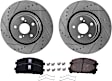 2-Wheel Set Front Brake Disc and Pad Kit, Cross-drilled and Slotted 5 Lugs 327.91 mm, Includes (1) Brake Pad Set and (2) Brake Disc