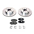 KIT-090821-165 2-Wheel Set Front Brake Disc and Pad Kit, Cross-drilled and Slotted 4 Lugs 241.3 mm Ceramic SureStop Performance Replacement, Includes (1) Brake Disc and (1) Brake Pad Set