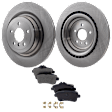 2-Wheel Set Rear Brake Disc and Pad Kit, Plain Surface 5 Lugs 345 mm Organic Pro-Line Series, Includes (2) Brake Disc and (1) Brake Pad Set