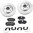 2019 Hyundai Tucson - 2-Wheel Set Front Brake Disc and Pad Kit, Plain Surface, 5 Lugs, 304.8 mm, Ceramic, 2.4L 4Cyl, Includes (2) Disc and (1) Pad Set