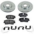 KIT-091421-92 2-Wheel Set Front Brake Disc and Pad Kit, Cross-drilled and Slotted 5 Lugs Ceramic SureStop Performance Replacement, Includes (1) Brake Disc and (1) Brake Pad Set