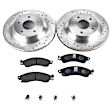 KIT-091421-93 Front Brake Disc and Pad Kit, Silver zinc-plated, Cross-drilled and Slotted, 5 Lugs, 304.8 mm, Semi-metallic