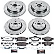 4-Wheel Set Power Stop&reg; K5955-36 Front and Rear Z36 Truck Carbon-Fiber Ceramic Brake Pad and Drilled & Slotted Rotor Kit