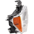 Passenger Side Headlight, with Bulb, Halogen, Chrome Trim