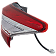 Passenger Side, Outer Tail Light, with Bulb, Halogen, Clear and Red Lens
