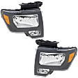 Driver and Passenger Side Headlights, without Bulbs, Halogen, Clear Lens