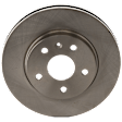 Front, Driver or Passenger Side Brake Disc, Plain Surface, Vented, 5 Lugs, For Models With 296mm Front Disc, Single Piston Front Calipers, Pro-Line Series