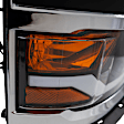 Driver and Passenger Side Headlights, with Bulbs, Halogen, Projector with LED accent ring, Clear Lens, Black Interior