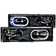 111007 Driver and Passenger Side Halogen Headlight, With bulb(s), Clear Lens, Black Interior, Halo Euro Series
