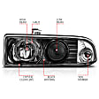 111015 Driver and Passenger Side Halogen Headlight, With bulb(s), Clear Lens, Black Interior, Halo Projector Series