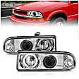 111016 Driver and Passenger Side Halogen Headlight, With bulb(s), Clear Lens, Chrome Interior, Halo Projector Series