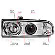 111016 Driver and Passenger Side Halogen Headlight, With bulb(s), Clear Lens, Chrome Interior, Halo Projector Series