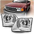111030 Driver and Passenger Side Headlight, With bulb(s) - Clear Lens Chrome Interior