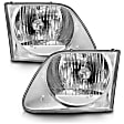111030 Driver and Passenger Side Headlight, With bulb(s) - Clear Lens Chrome Interior