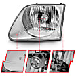 111030 Driver and Passenger Side Headlight, With bulb(s) - Clear Lens Chrome Interior