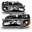 111039 Driver and Passenger Side Halogen Headlight, With bulb(s), Clear Lens, Black Interior, Crystal Series