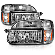 111040 Driver and Passenger Side Halogen Headlight, With bulb(s), Clear Lens, Chrome Interior, Crystal Series