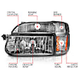 111040 Driver and Passenger Side Halogen Headlight, With bulb(s), Clear Lens, Chrome Interior, Crystal Series