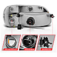 111040 Driver and Passenger Side Halogen Headlight, With bulb(s), Clear Lens, Chrome Interior, Crystal Series