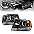 1999 Jeep Grand Cherokee - Driver and Passenger Side Halogen Headlight, With bulb(s), Does Not Fit Cherokee Models, Clear Lens, Chrome Interior, Crystal Series