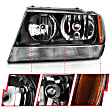 1999 Jeep Grand Cherokee - Driver and Passenger Side Halogen Headlight, With bulb(s), Does Not Fit Cherokee Models, Clear Lens, Chrome Interior, Crystal Series