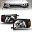 111077 Driver and Passenger Side Halogen Headlight, With bulb(s), Clear Lens, Black Interior, Crystal Series