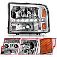 111088 Driver and Passenger Side Headlight, With bulb(s), Halogen, Cab & Chassis|Crew Cab Pickup|Extended Cab Pickup|Sport Utility|Standard Cab Pickup