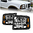 111106 Driver and Passenger Side Headlight, With bulb(s), Halogen, Cab & Chassis|Crew Cab Pickup|Extended Cab Pickup|Sport Utility|Standard Cab Pickup