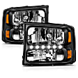 111106 Driver and Passenger Side Headlight, With bulb(s), Halogen, Cab & Chassis|Crew Cab Pickup|Extended Cab Pickup|Sport Utility|Standard Cab Pickup