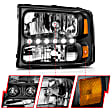 111106 Driver and Passenger Side Headlight, With bulb(s), Halogen, Cab & Chassis|Crew Cab Pickup|Extended Cab Pickup|Sport Utility|Standard Cab Pickup