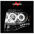 111114 Driver and Passenger Side Headlight, With bulb(s) - Clear Lens Chrome Interior, Halogen Projector, CCFL Halo
