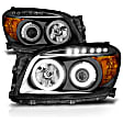 111120 Driver and Passenger Side Halogen Headlight, With bulb(s), Clear Lens, Black Interior, Halo Projector Series