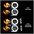 111125 Driver and Passenger Side Halogen Headlight, With bulb(s), Clear Lens, Black Interior, Halo Projector Series